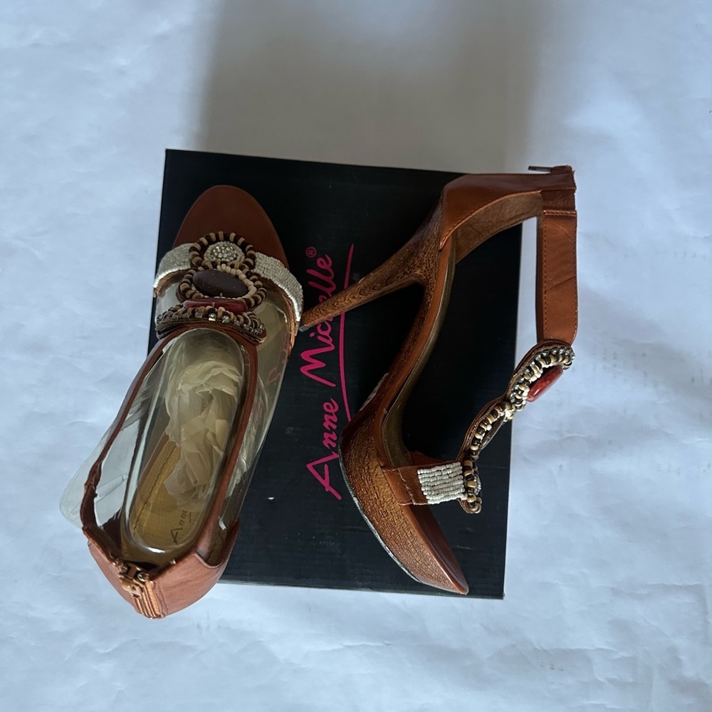 Anne Michelle Brown Embellished Women's Sandals - Picture 6 of 13
